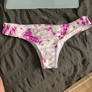 Pink and white tie dye bathing suit bottoms